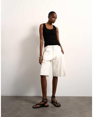 TOPSHOP Denim Barrel Jort - Natural