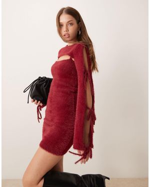 The Frolic – exklusives, flauschiges mini-strickkleid - Rot