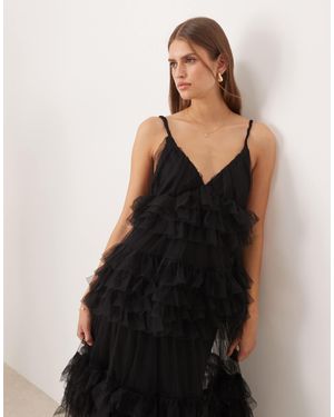 Y.A.S – hochwertiges maxikleid aus tüll - Schwarz