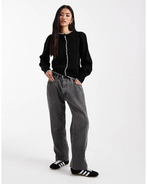 Miss Selfridge Cardigan Con Impunture E Maniche A Sbuffo - Nero