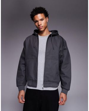 Faded Store Washed Core Canvas Hooded Jacket - Gray