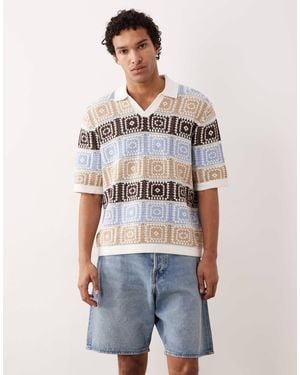 Only & Sons Relaxed Fit Crochet Polo - White