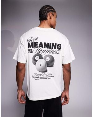 ADPT Oversized T-Shirt Met Snookerprint Op De Achterkant - Grijs