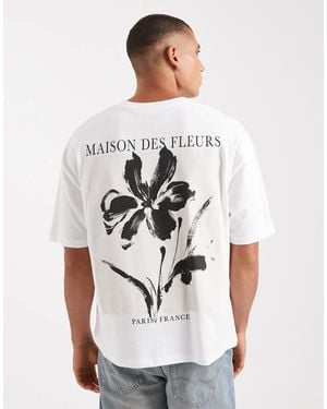 ASOS Boxy Oversized T-shirt With Floral Graphic - White
