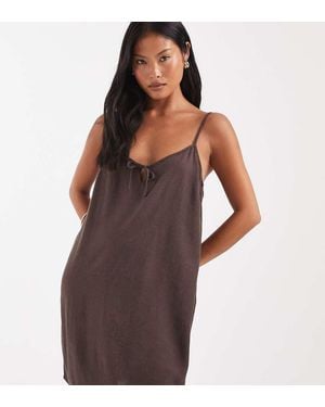 Vero Moda Tie Front Cami Mini Dress - Brown