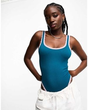 Brave Soul Seamless Body With Contrast Trim - Blue