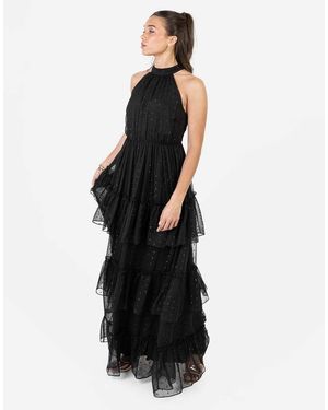 ANAYA Halter Neck Tiered Maxi Dress - Black