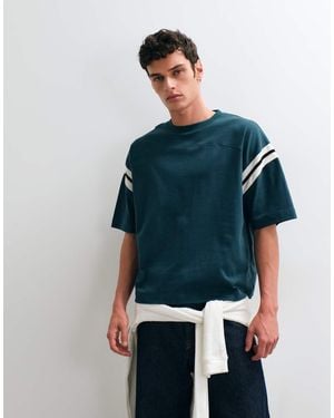 ASOS Heavyweight Boxy Oversized T-shirt With Contrast Panel - Blue