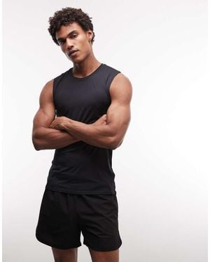 4505 Active Slim Fit Tennis Tank With Side Seam Detail - Black