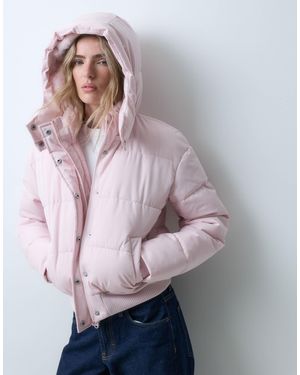 Hollister Oversized Puffer Jacket With Hood - Purple