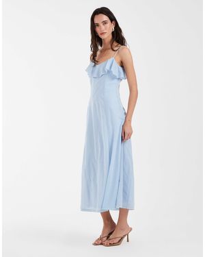 Vero Moda Ruffle Bust Chiffon Midi Cami Dress - Blue