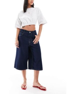 Bershka baggy Denim Jorts - Blue