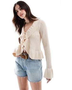 New Look Frill Detail Cardigan - White