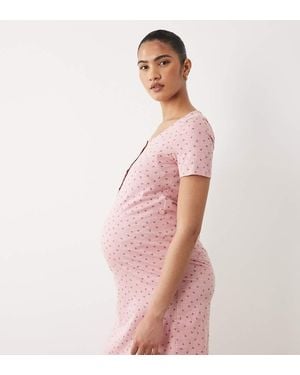 Mama.licious Camisón Rosa Con Estampado De Corazones Y Diseño Para Lactancia De Mamalicious Maternity