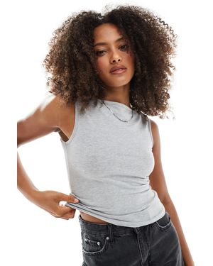 Daisy Street Jersey Boat Neck Top - Gray