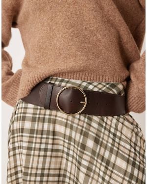 Mango Leather Belt With Gold Hoop - Brown