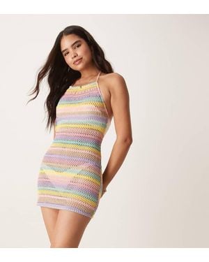 Aray Gehaakte Mini-Strandjurk Met Halternek - Meerkleurig