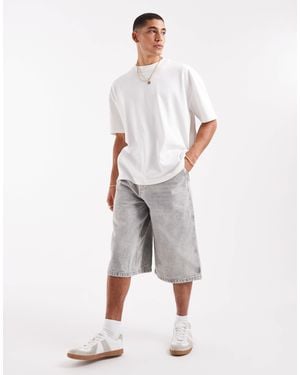 Pull&Bear Super Baggy Denim Short - Gray