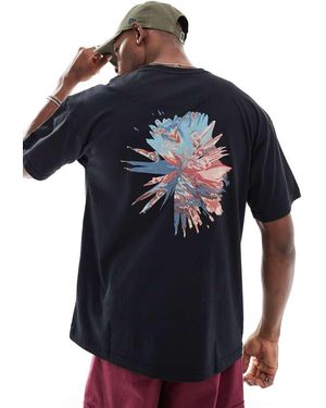 Pretty Green T-Shirt Oversize Nera Con Stampa Distorta Sulla Schiena - Blu