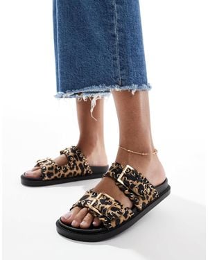 SEQWL Wide Fit Seqwl Kidman Wide Fit Sandals With Studded Buckle Strap - Blue
