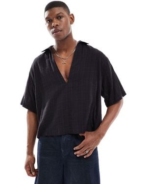 ASOS Boxy Oversized Overhead Deep Revere Shirt - Blue