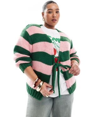 Renee Studio Plus Exclusive Tie Front Knitted Cardigan - Green