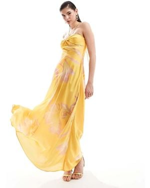Mango Halterneck Satin Midi Dress - Metallic