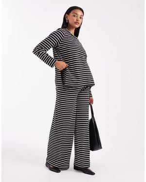 Mama.licious Mamalicious maternity – hose aus weichem jersey mit en und weißem streifen und weitem bein, kombiteil, umstandsmode - Blau