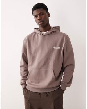 ASOS Relaxed Fit Hoodie With Chest Print - Brown