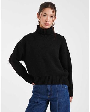 ASOS Jersey Holgado Con Cuello Y Puños Vueltos De - Negro