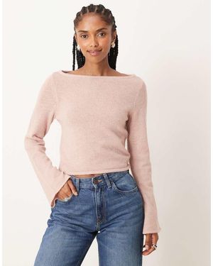 ASOS Loose Knit Slash Neck Top - Blue
