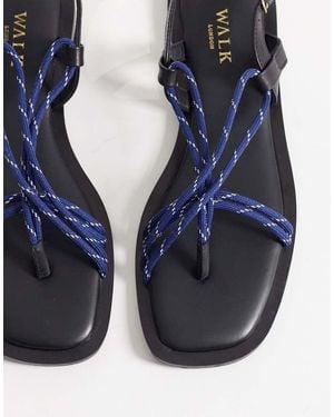 Walk London Sophia Lace Toe Post Sandal - Blue