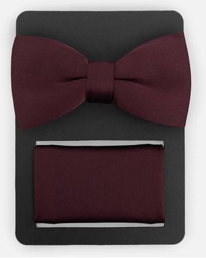 Maya Satin Bow Tie Pocket Square Set - Red