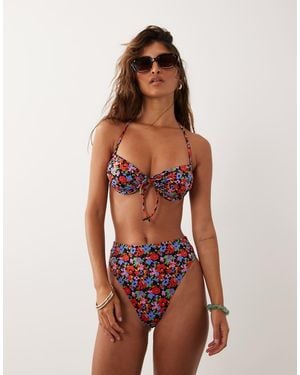 ASOS Jasmine Azores High Leg High Waist Bikini Bottoms - Red