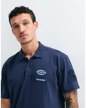 Hollister Relaxed Fit Graphic Polo - Blue