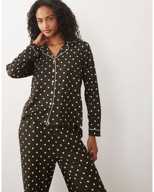 Threadbare Button Down Super Soft Pajama Set - Black