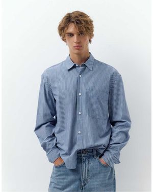 Pull&Bear Striped Long Sleeve Shirt - Blue