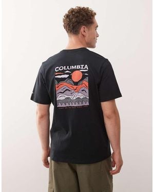 Columbia Camiseta Negra Con Estampado La Espalda Explorers Canyon De - Negro