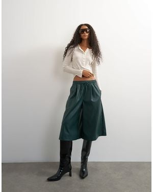 TOPSHOP Faux Leather Culotte - Green