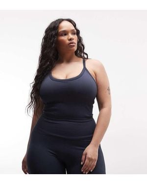 4505 Curve Sculpting Seamless Vest With Inner Bra And Adjustable Straps - Blue