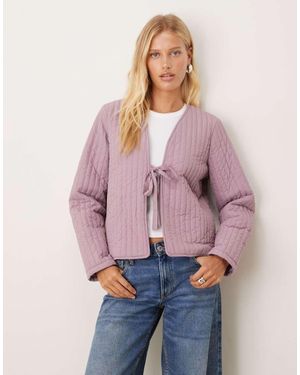 Vila Tie Front Quilted Jacket - Purple