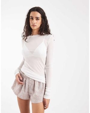 ASOS Lounge Semi Sheer Long Sleeve Top - White