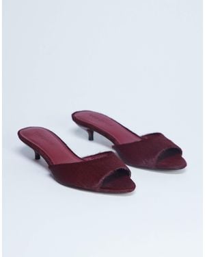 TOPSHOP Alba Real Leather Peep Toe Kitten Heel Mules - Purple