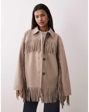 Gina Tricot Fringe Jacket - Brown
