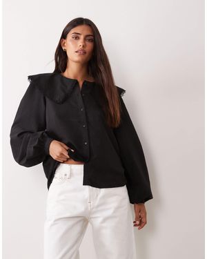 Jdy Oversized Collar Detail Shirt - Black
