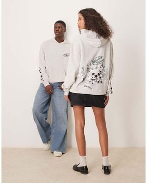 ASOS Disney Unisex Oversized Hoodie With Mickey Mouse & Friends Prints - White