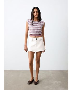 Mango Teen Cotton Rich Denim Mini Skirt - White