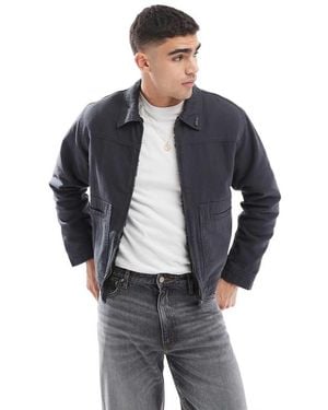 Pull&Bear Giacca Squadrata Grigia Con Zip - Blu