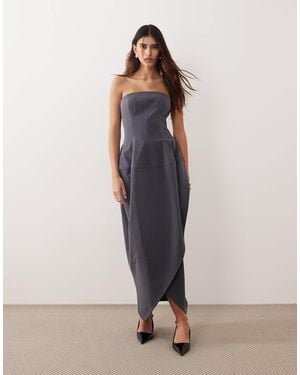ARRANGE Structured Volume Bandeau Midi Dress - Blue