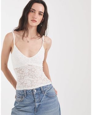 Hollister V Neck Lace Cami Top - White